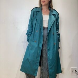 Vintage Teal Trench Coat